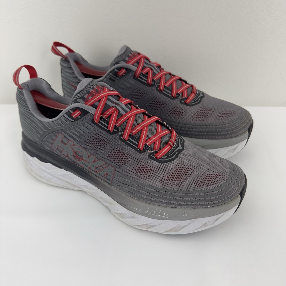 Hoka One One Bondi‎ 6 Men's Running Shoes Gray Red Size 11